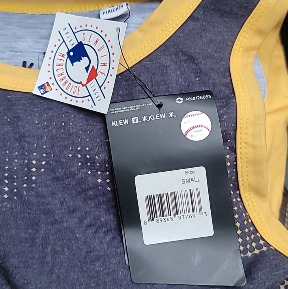 NWT Klew MLB Authentic Pittsburgh Pirates yellow black Tank Top Small - Picture 3 of 3